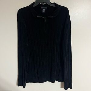 Men’s Knightsbridge 100% Acrylic Ribbed Quarter‎ Zip Sweater Size XL Black